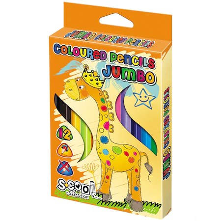 Creioane color, jumbo, 12 culori/set - S-COOL